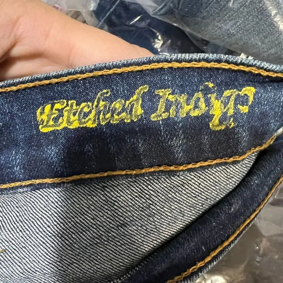 Vtg Y2K Womens Blue Fringe Gems Capri Crop Denim Jeans 8 Hamilton Dungaree - Picture 2 of 13